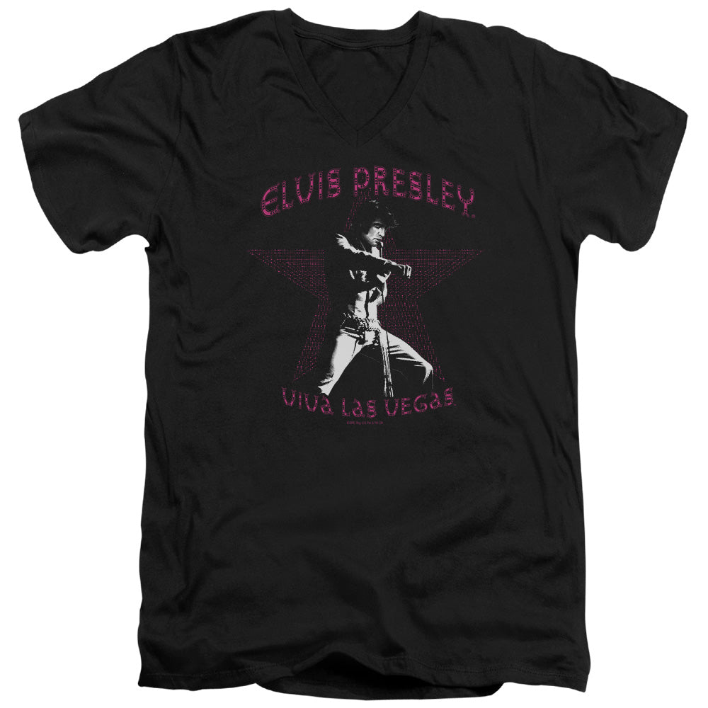 Elvis Presley Viva Las Vegas Star Mens Slim Fit V-Neck T Shirt Black Officially Licensed