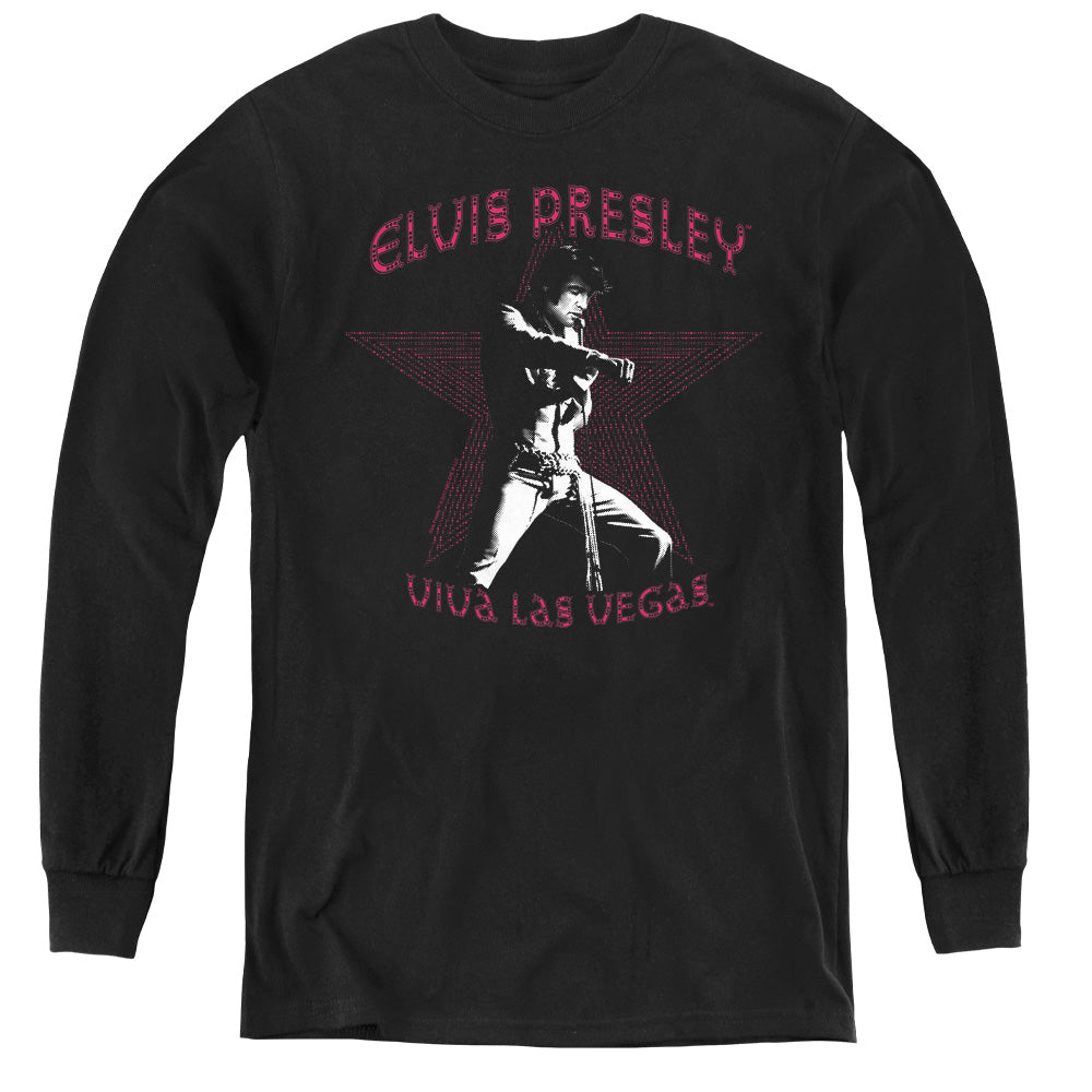 Elvis Presley Viva Las Vegas Star Long Sleeve Kids Youth T Shirt Black Officially Licensed