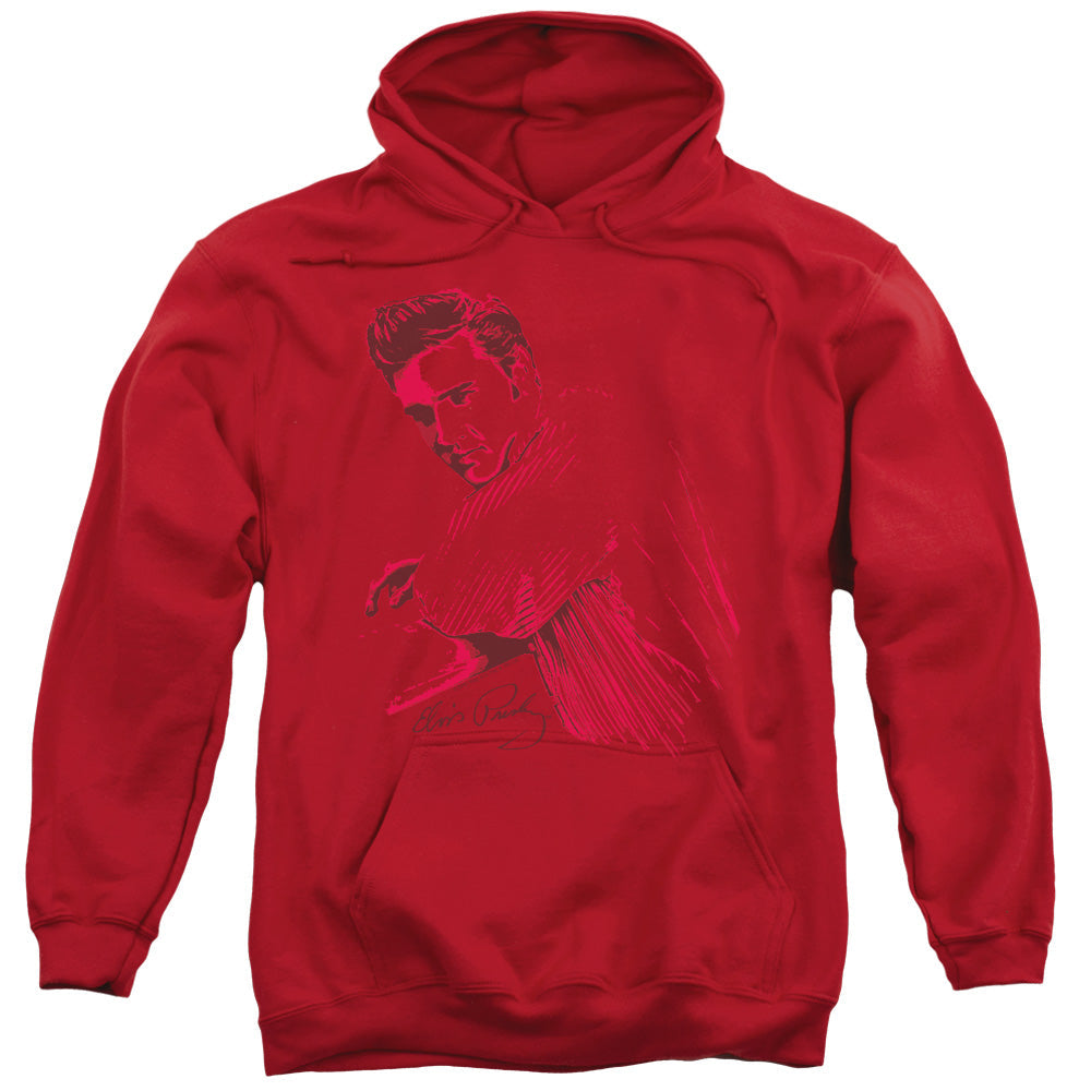 Elvis Presley On The Range Mens Hoodie Red Officially Licensed