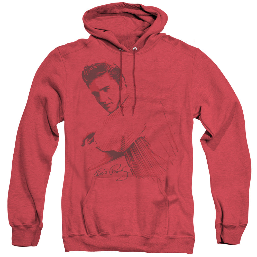 Elvis Presley On The Range Heather Mens Hoodie Red Officially Licensed