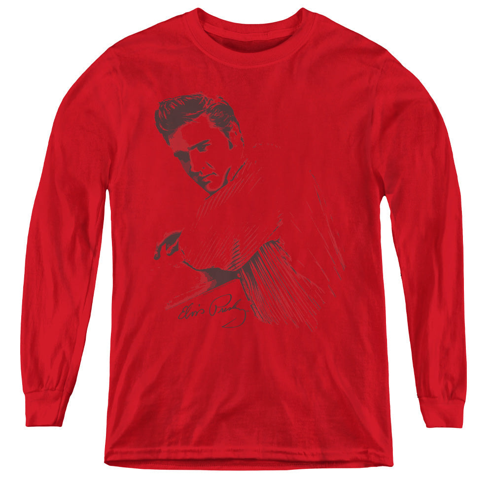 Elvis Presley on the Range Long Sleeve Kids Youth T Shirt Red Officially Licensed