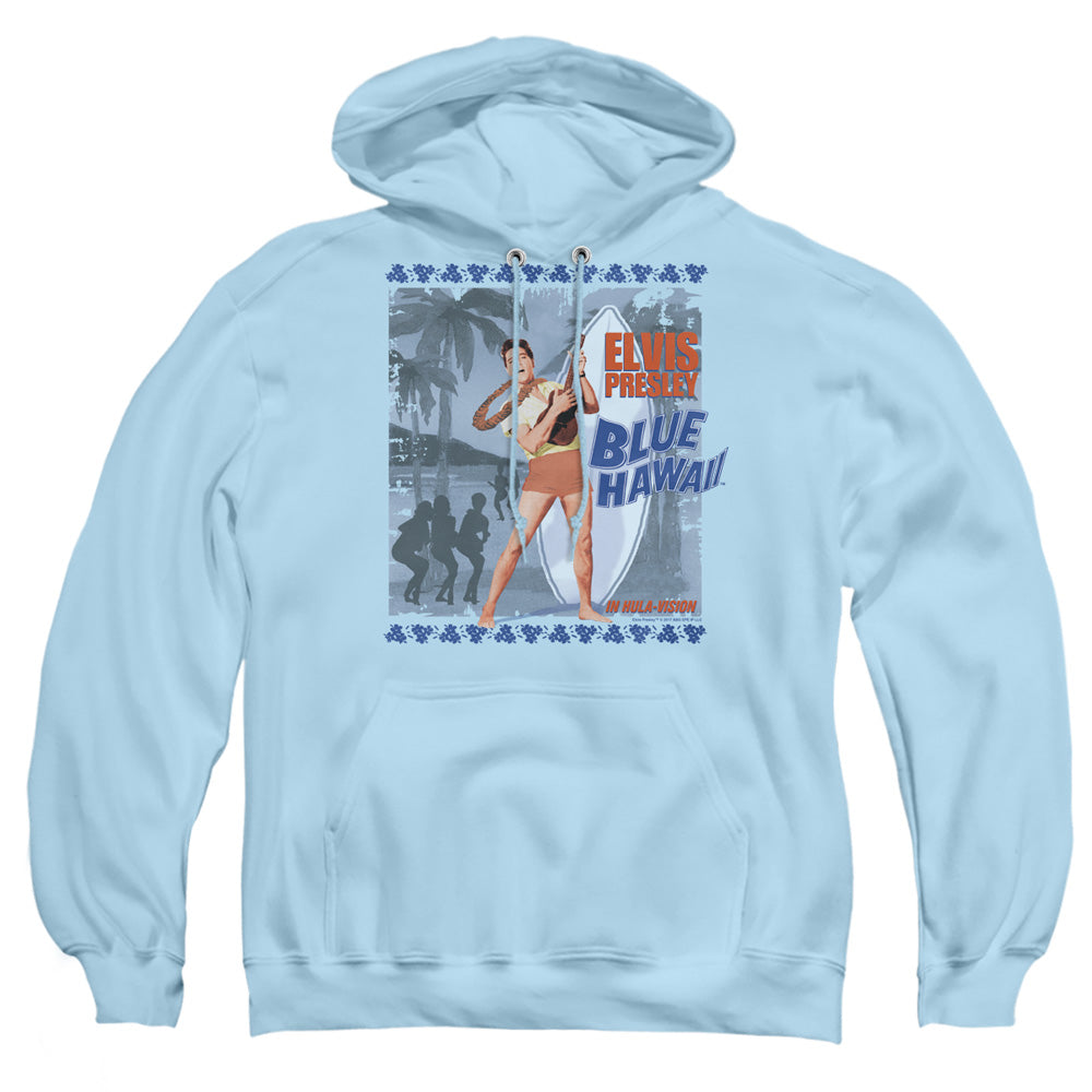 Elvis Presley Blue Hawaii Poster Mens Hoodie Light Blue Officially Licensed