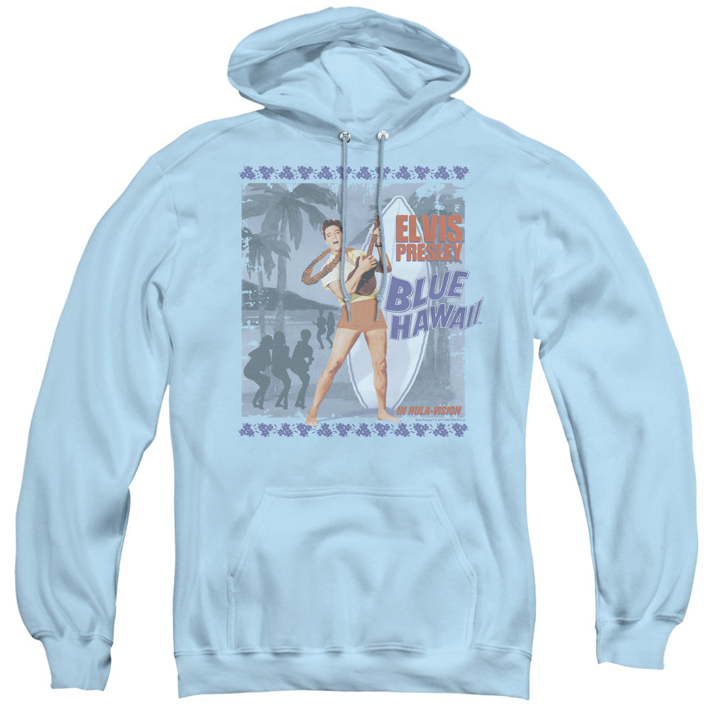 Elvis Presley Blue Hawaii Poster Mens Hoodie Light Blue Officially Licensed