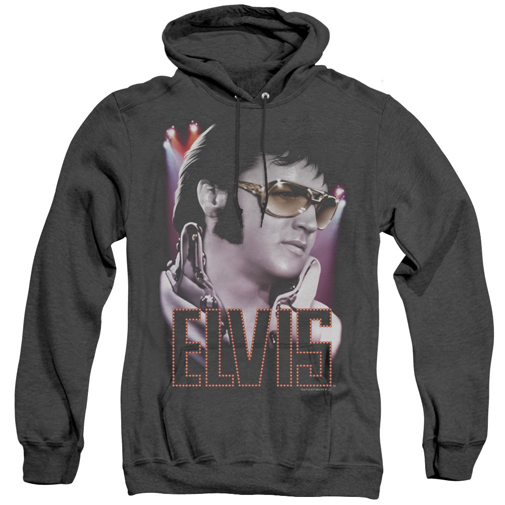 Elvis Presley 70S Star Heather Mens Hoodie Black Officially Licensed