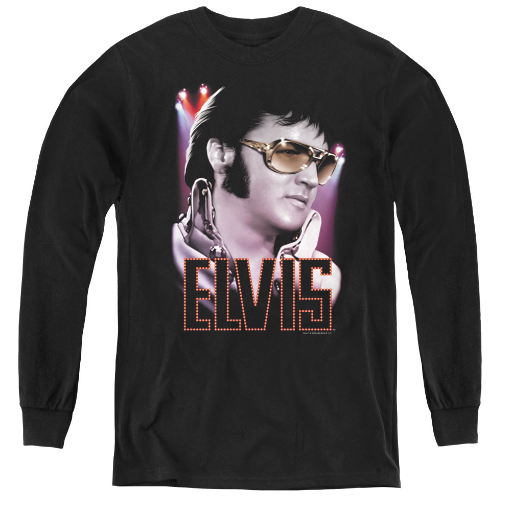 Elvis Presley 70s Star Long Sleeve Kids Youth T Shirt Black Officially Licensed