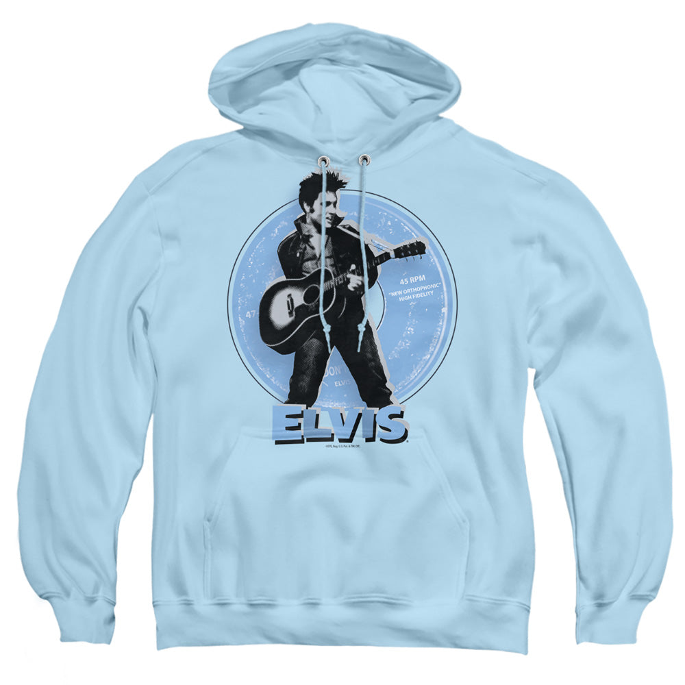 Elvis Presley 45 Rpm Mens Hoodie Light Blue Officially Licensed