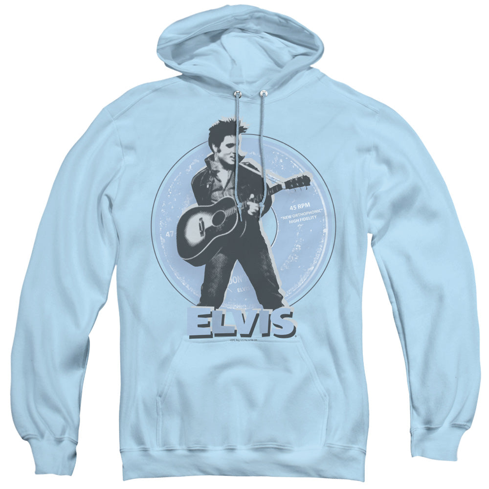 Elvis Presley 45 Rpm Mens Hoodie Light Blue Officially Licensed