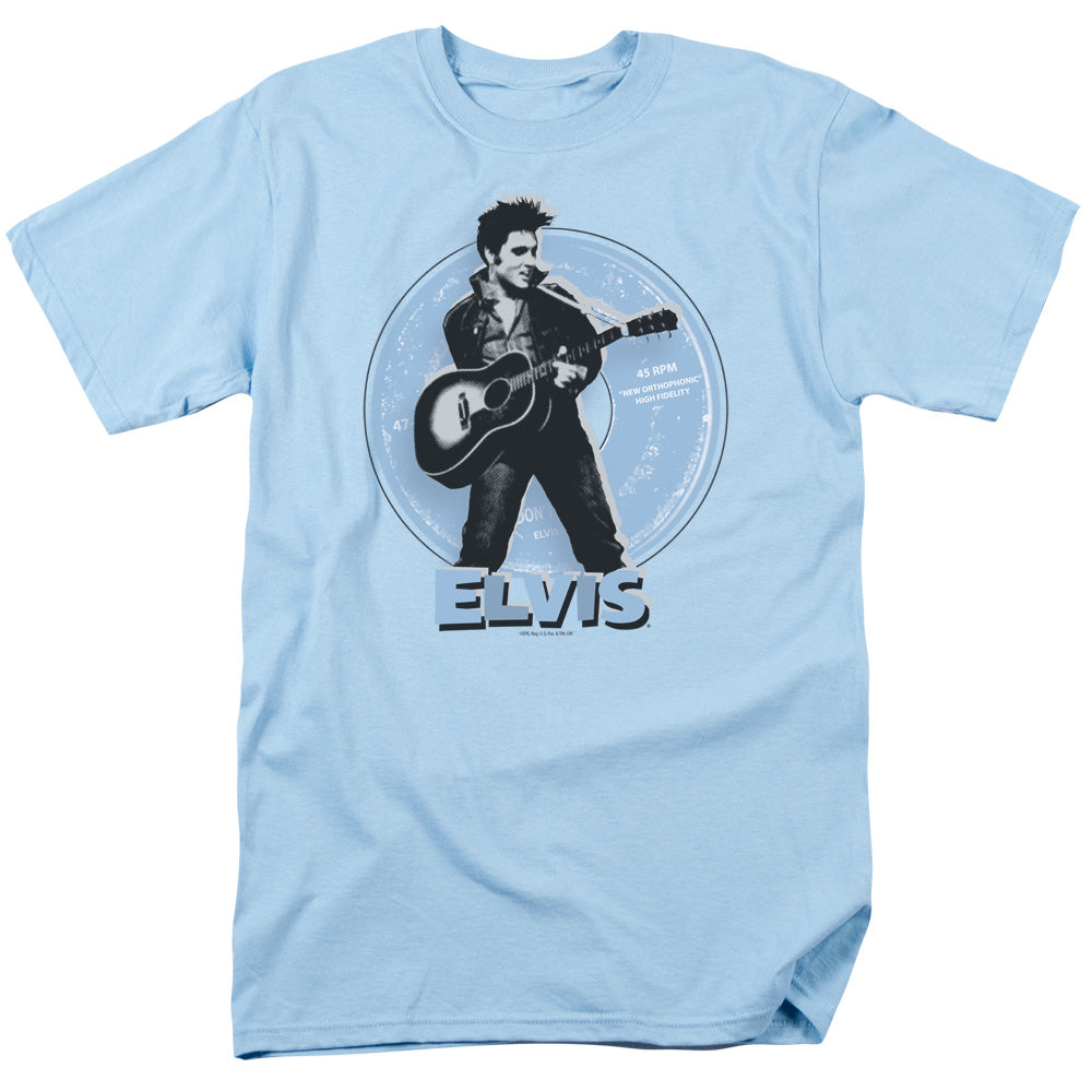 Elvis Presley 45 Rpm Mens T Shirt Light Blue Officially Licensed