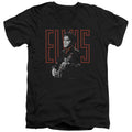 Elvis Presley Red Guitarman Mens Slim Fit V-Neck T Shirt Black Officially Licensed