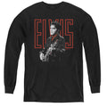 Elvis Presley Red Guitarman Long Sleeve Kids Youth T Shirt Black Officially Licensed