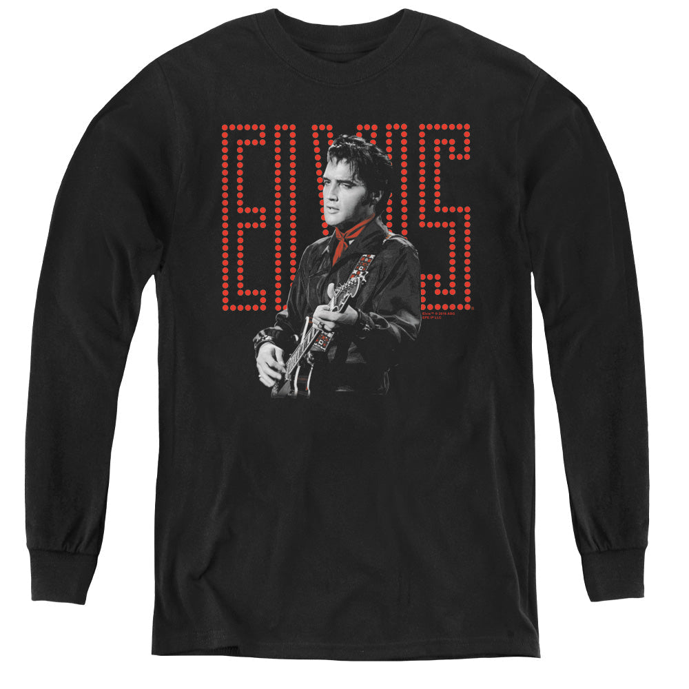Elvis Presley Red Guitarman Long Sleeve Kids Youth T Shirt Black Officially Licensed