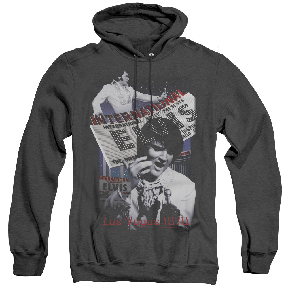 Elvis Presley International Hotel Heather Mens Hoodie Black Officially Licensed