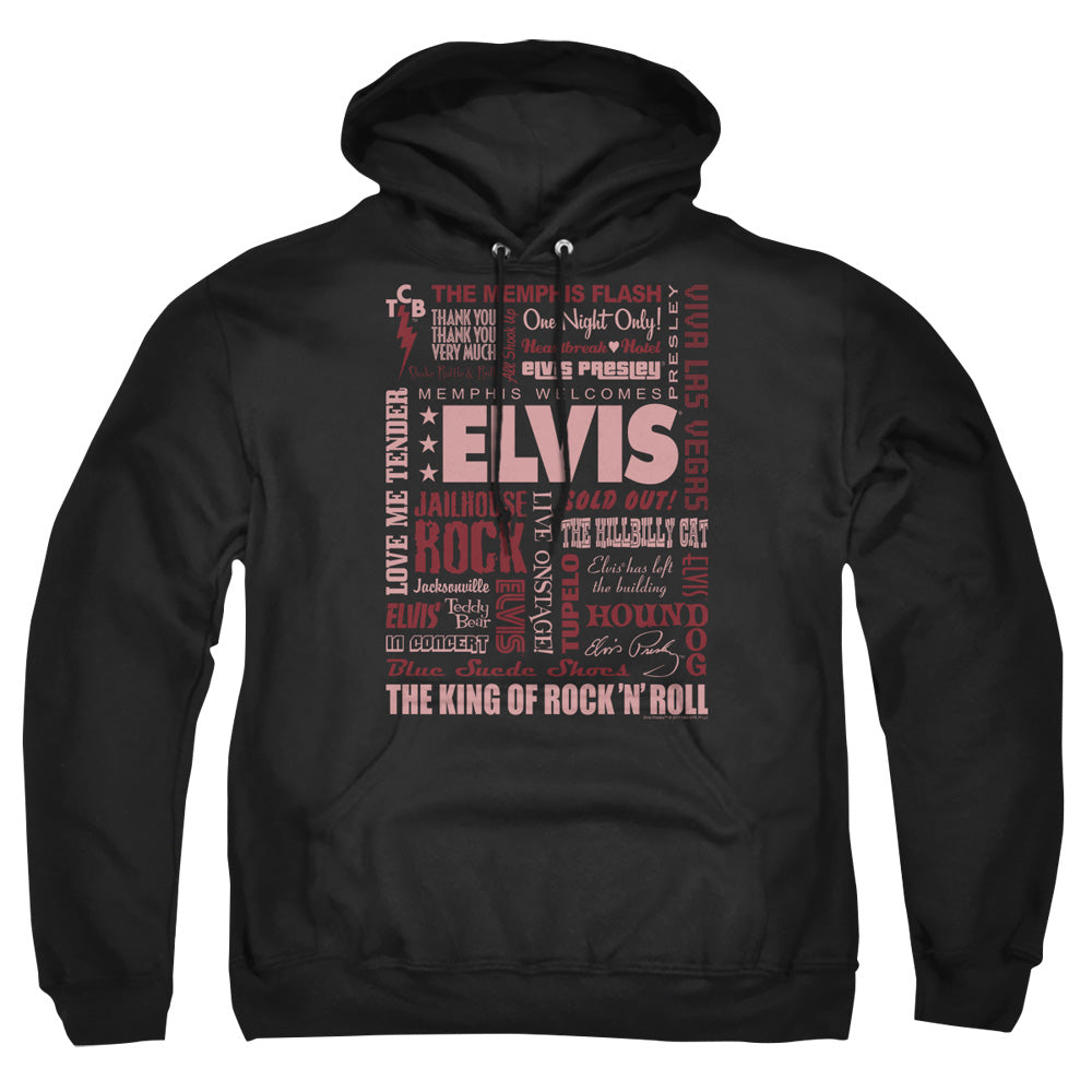 Elvis Presley Whole Lotta Type Mens Hoodie Black Officially Licensed