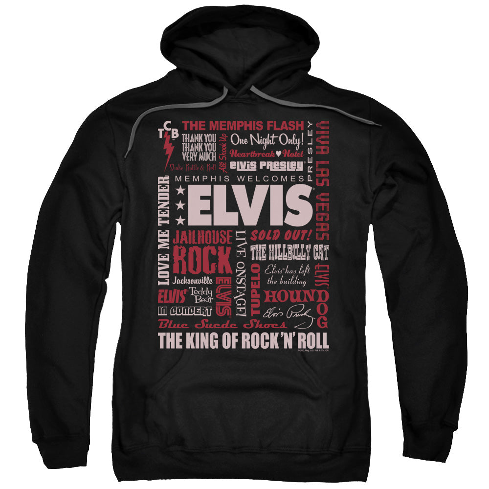 Elvis Presley Whole Lotta Type Mens Hoodie Black Officially Licensed