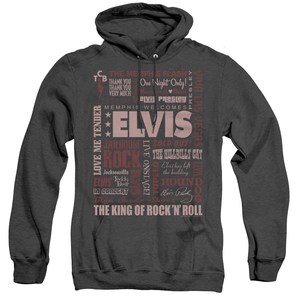 Elvis Presley Whole Lotta Type Heather Mens Hoodie Black Officially Licensed