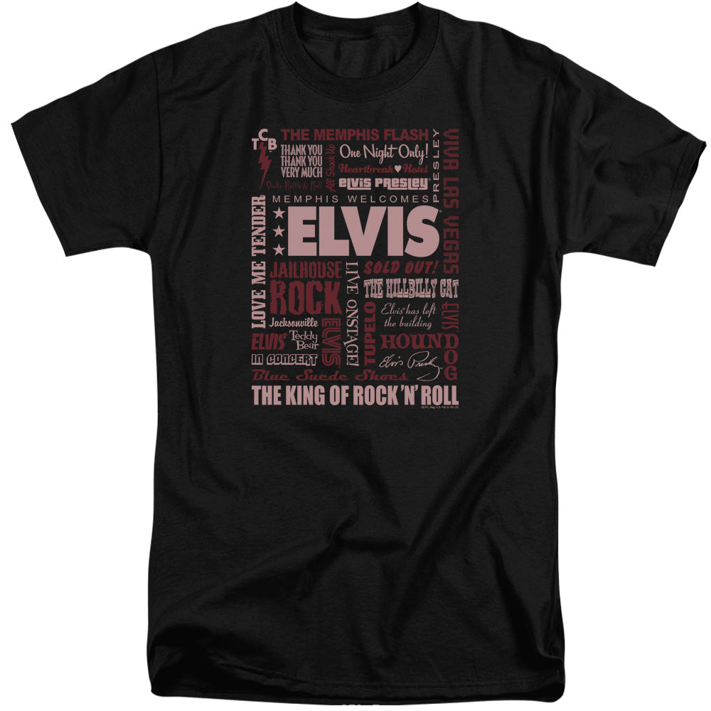 Elvis Presley Whole Lotta Type Mens Tall T Shirt Black Officially Licensed