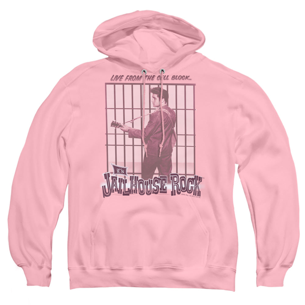 Elvis Presley Cell Block Rock Mens Hoodie Pink Officially Licensed