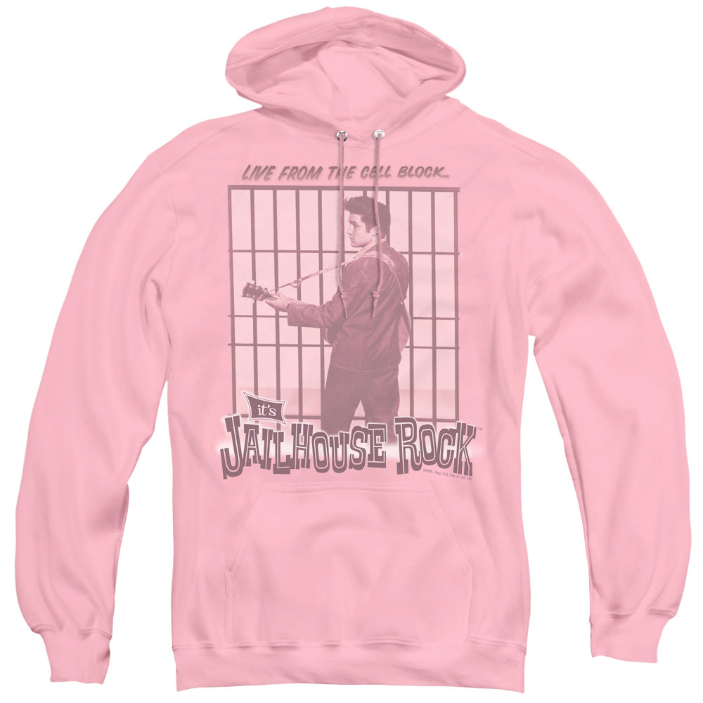 Elvis Presley Cell Block Rock Mens Hoodie Pink Officially Licensed