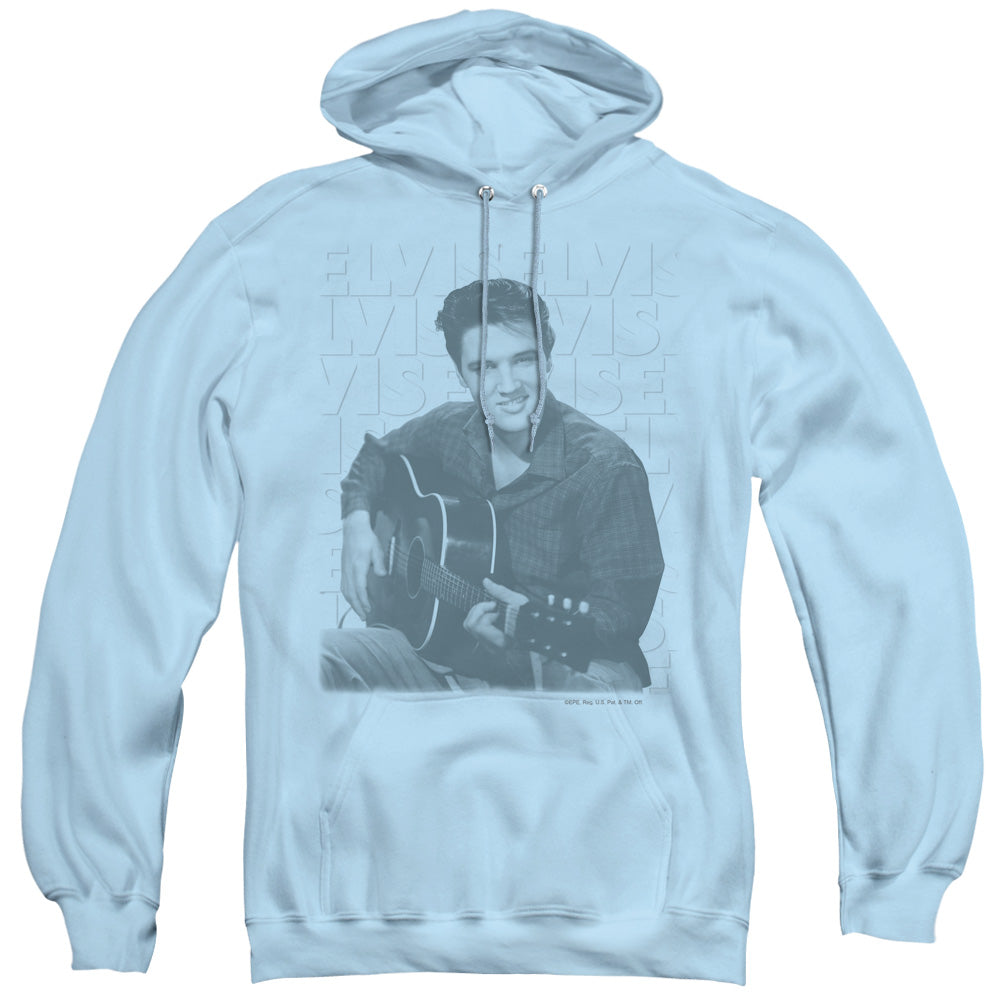 Elvis Presley Repeat Mens Hoodie Light Blue Officially Licensed