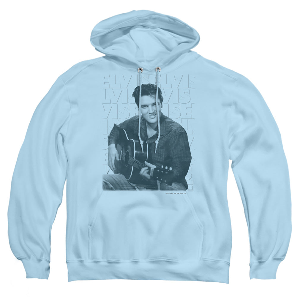 Elvis Presley Repeat Mens Hoodie Light Blue Officially Licensed