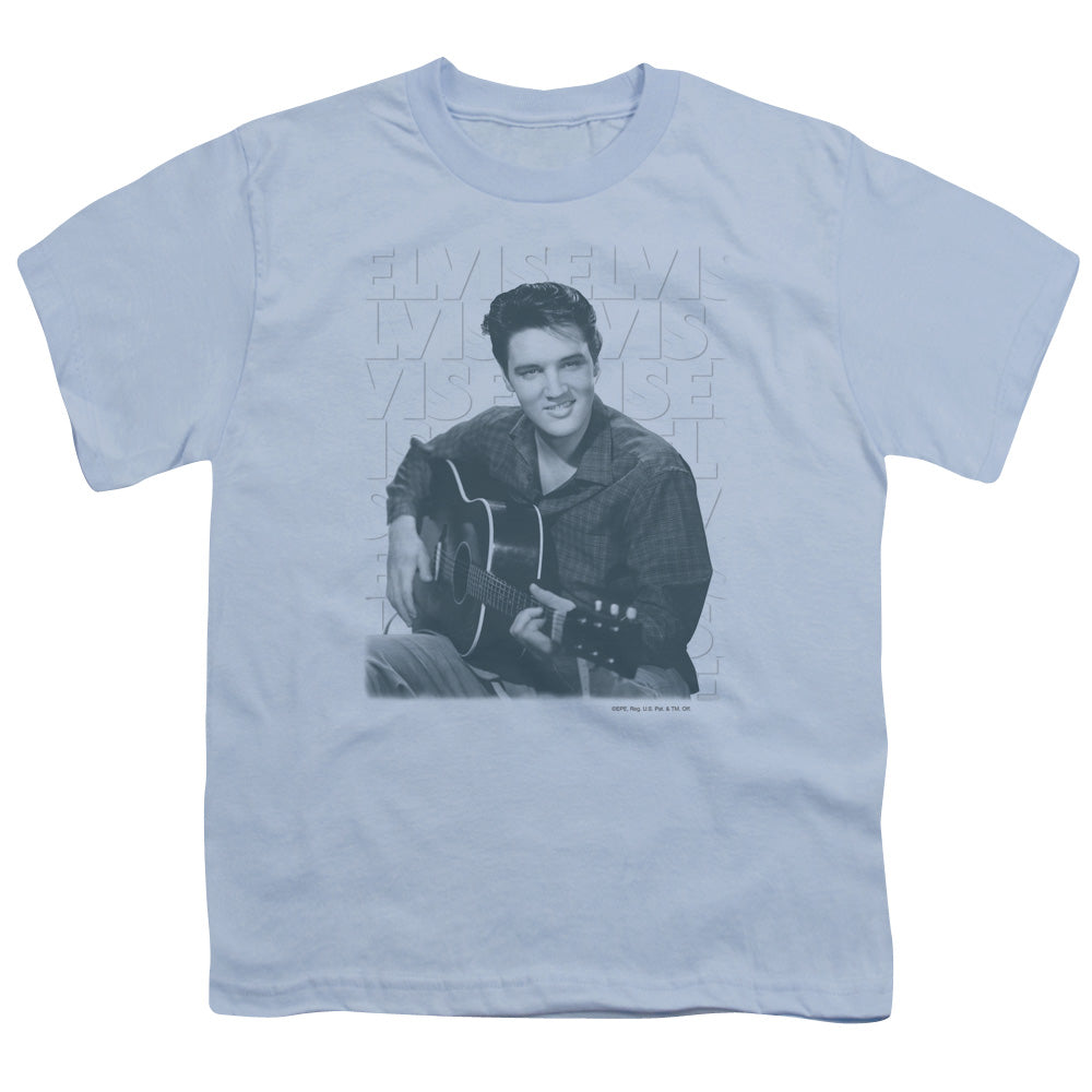 Elvis Presley Repeat Kids Youth T Shirt Light Blue Officially Licensed