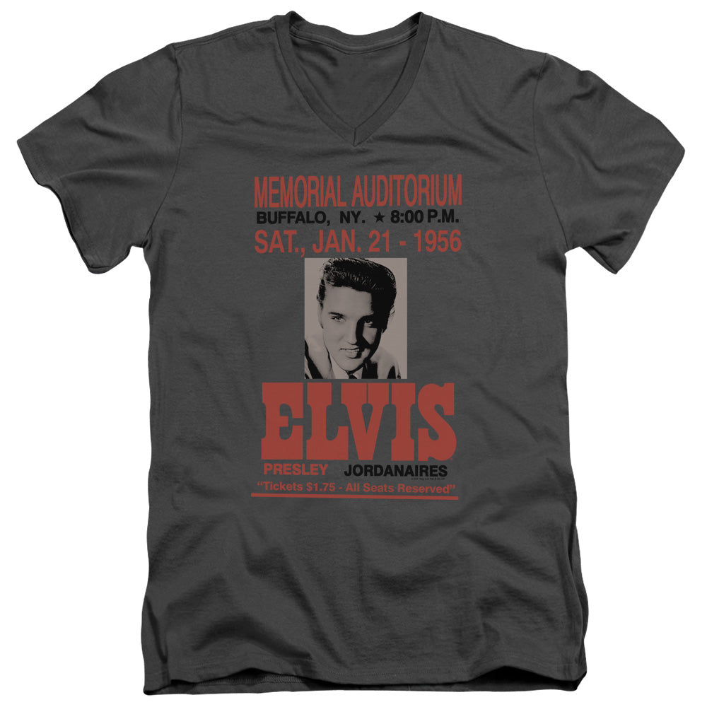 Elvis Presley Buffalo 1956 Mens Slim Fit V-Neck T Shirt Charcoal Officially Licensed