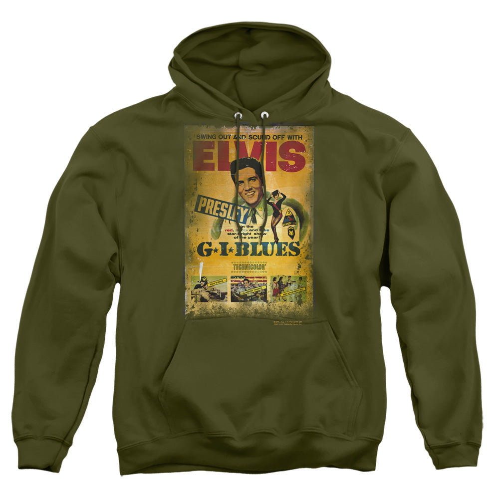 Elvis Presley Gi Blues Poster Mens Hoodie Military Green Officially Licensed