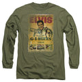 Elvis Presley Gi Blues Poster Mens Long Sleeve Shirt Military Green Officially Licensed Officially Licensed