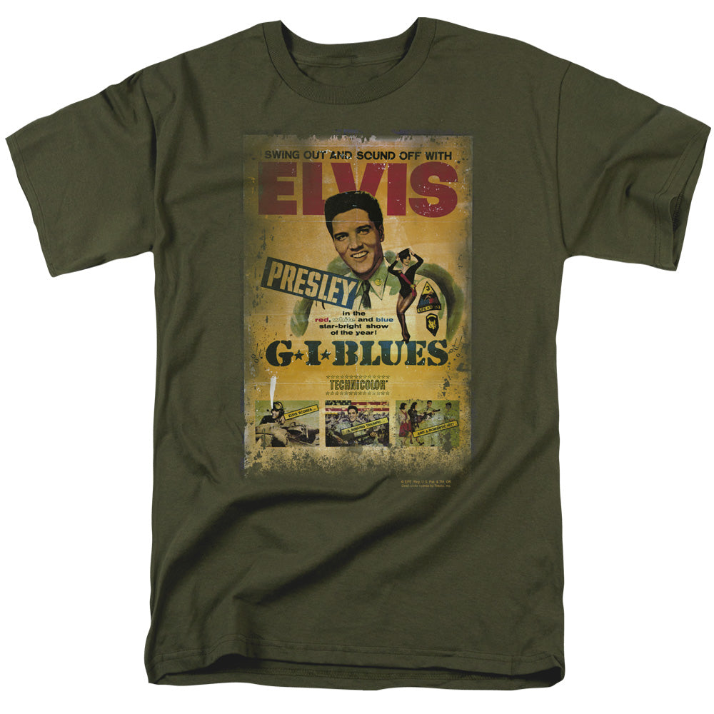 Elvis Presley Gi Blues Poster Mens T Shirt Military Green Officially Licensed