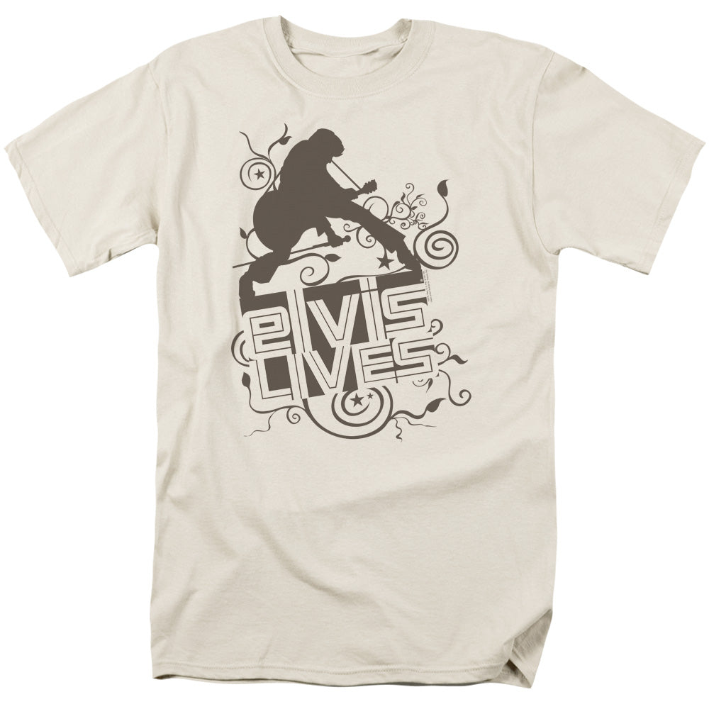 Elvis Presley Elvis Lives Mens T Shirt Cream Officially Licensed
