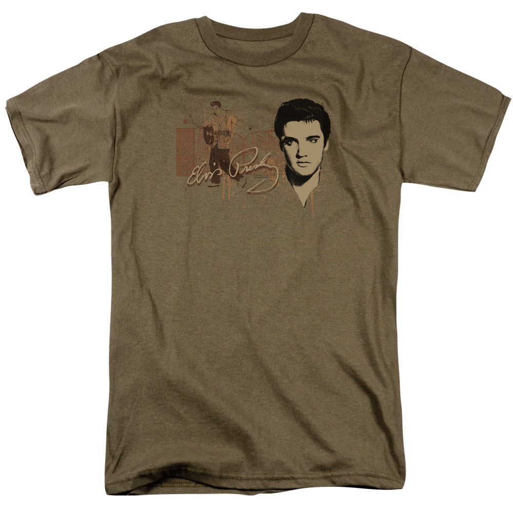 Elvis Presley At The Gates Mens T Shirt Safari Green Officially Licensed