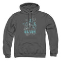 Elvis Presley 68 Leather Mens Hoodie Charcoal Officially Licensed