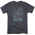 Elvis Presley 68 Leather Mens T Shirt Charcoal Officially Licensed