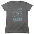 Elvis Presley 68 Leather Womens T Shirt Charcoal Officially Licensed
