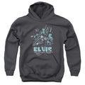 Elvis Presley 68 Leather Kids Youth Hoodie Charcoal Officially Licensed