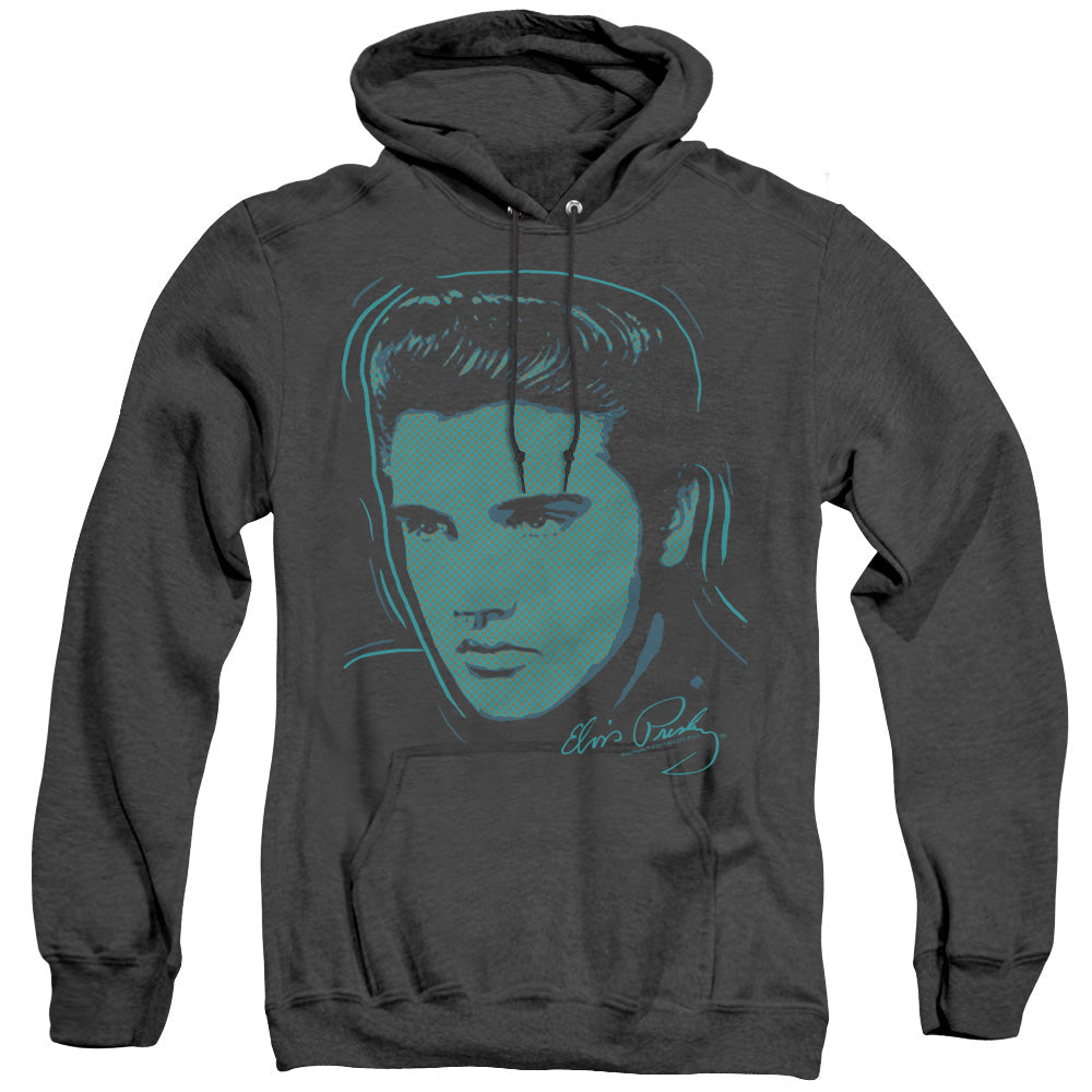 Elvis Presley Young Dots Heather Mens Hoodie Black Officially Licensed