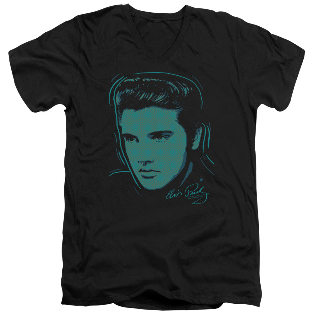 Elvis Presley Young Dots Mens Slim Fit V-Neck T Shirt Black Officially Licensed