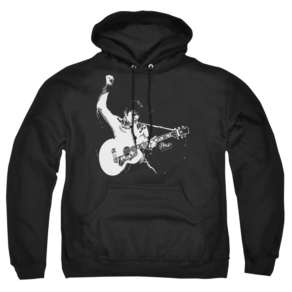 Elvis Presley Black And White Guitarman Mens Hoodie Black Officially Licensed