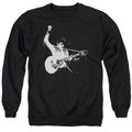 Elvis Presley Black and White Guitarman Mens Crewneck Sweatshirt Black Officially Licensed
