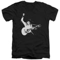 Elvis Presley Black and White Guitarman Mens Slim Fit V-Neck T Shirt Black Officially Licensed