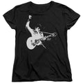 Elvis Presley Black and White Guitarman Womens T Shirt Black Officially Licensed