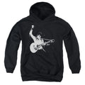 Elvis Presley Black and White Guitarman Kids Youth Hoodie Black Officially Licensed