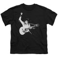 Elvis Presley Black and White Guitarman Kids Youth T Shirt Black Officially Licensed
