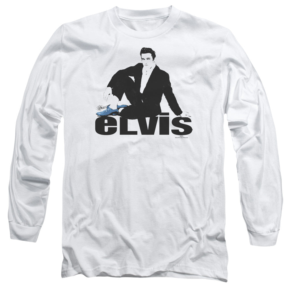 Elvis Presley Blue Suede Mens Long Sleeve Shirt White Officially Licensed Officially Licensed
