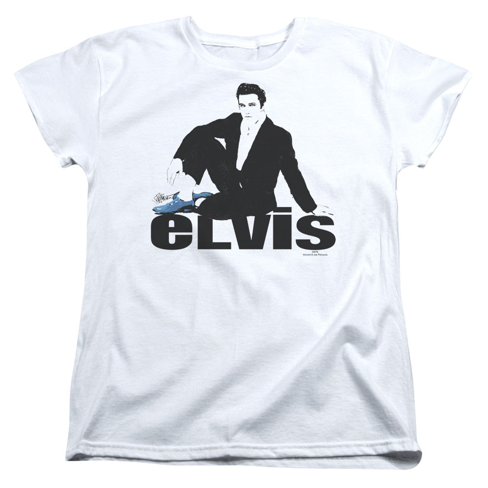 Elvis Presley Blue Suede Womens T Shirt White Officially Licensed