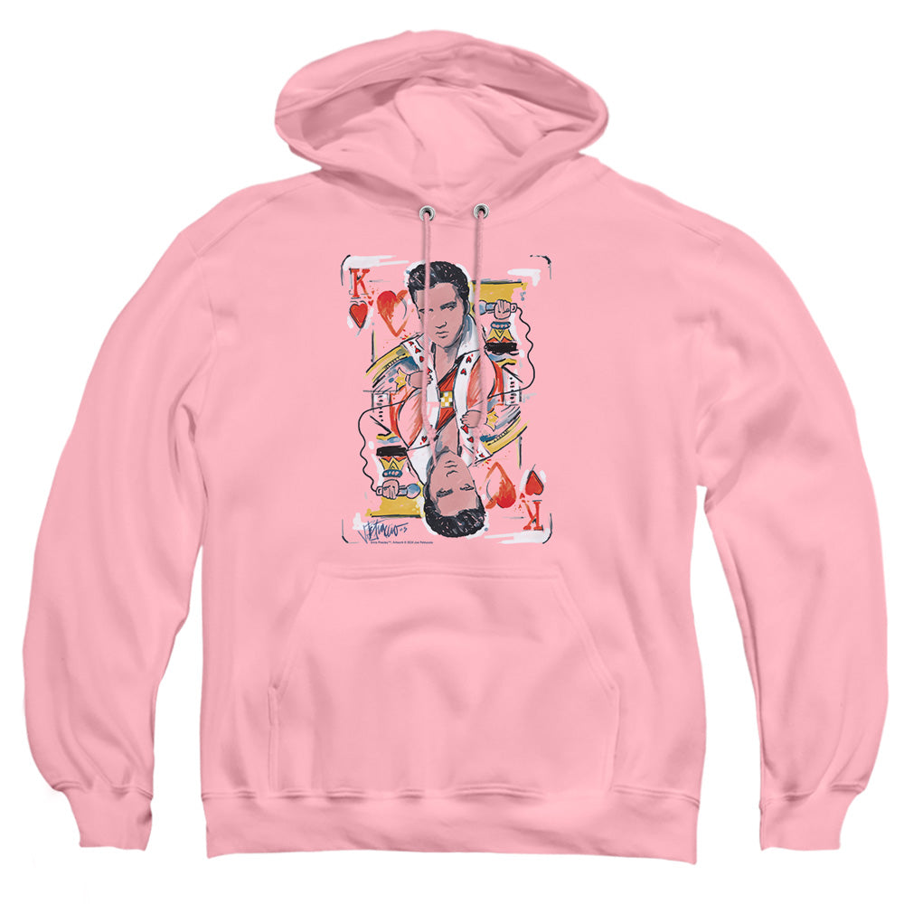 Elvis Presley King Of Hearts Mens Hoodie Pink Officially Licensed
