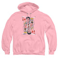Elvis Presley King Of Hearts Mens Hoodie Pink Officially Licensed