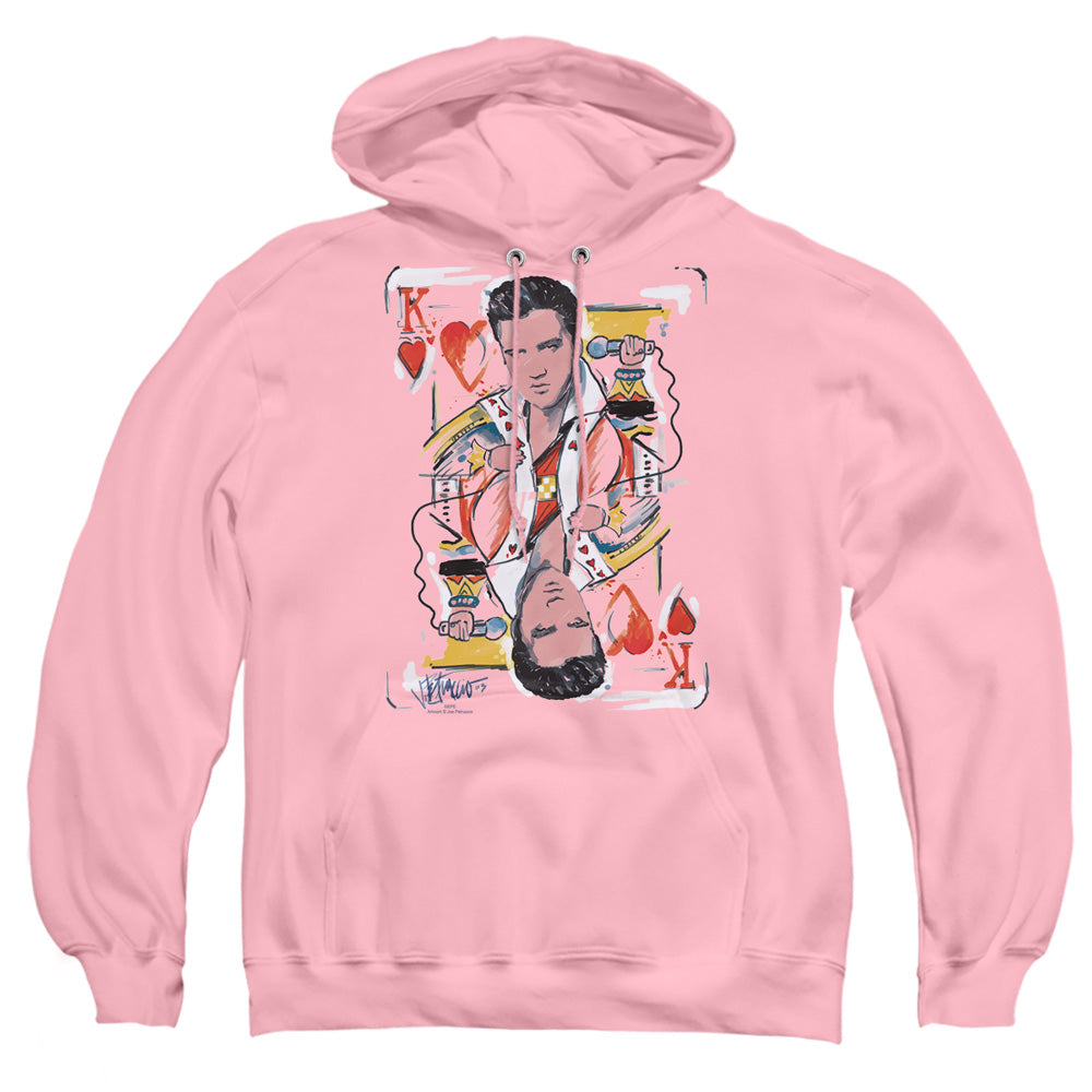 Elvis Presley King Of Hearts Mens Hoodie Pink Officially Licensed