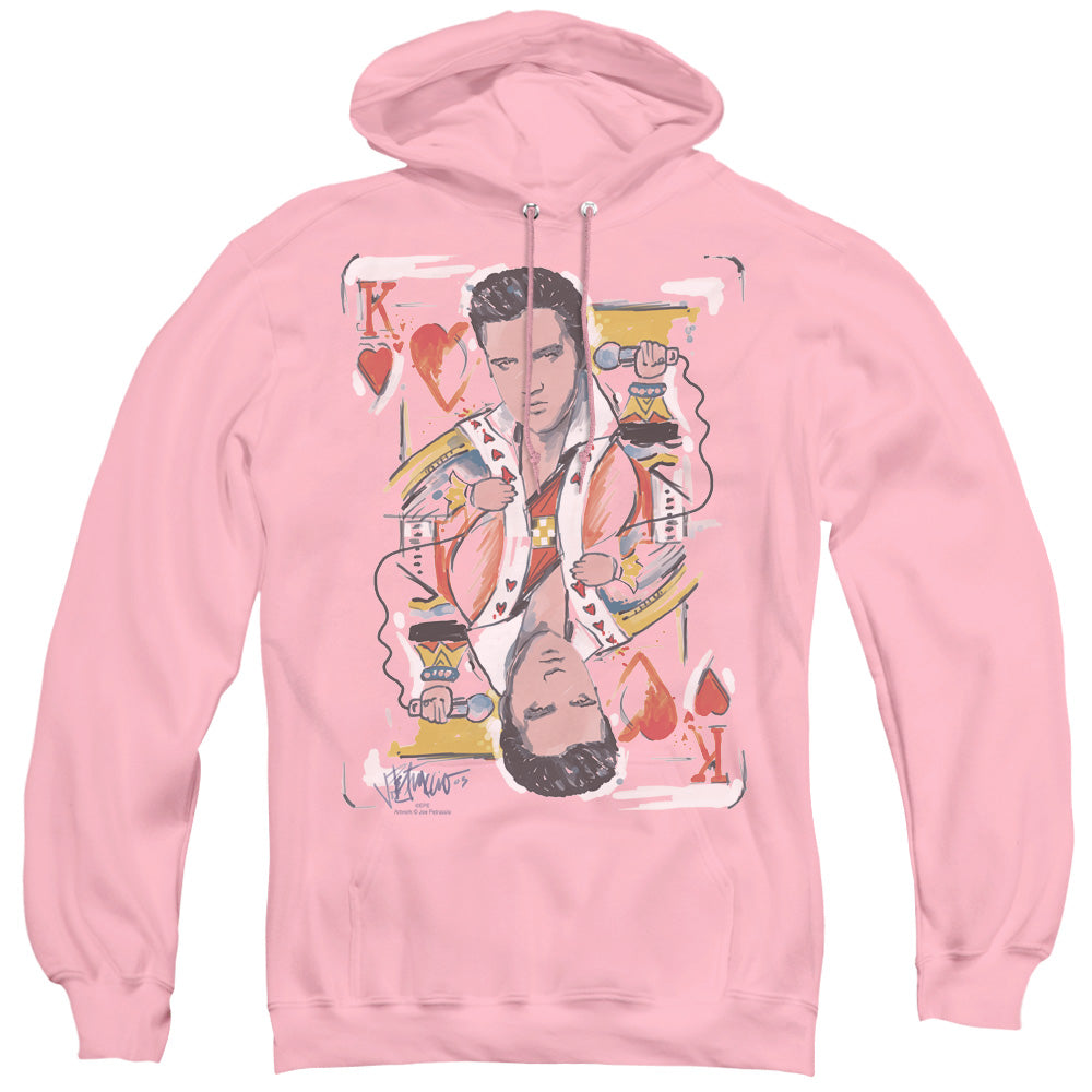 Elvis Presley King Of Hearts Mens Hoodie Pink Officially Licensed