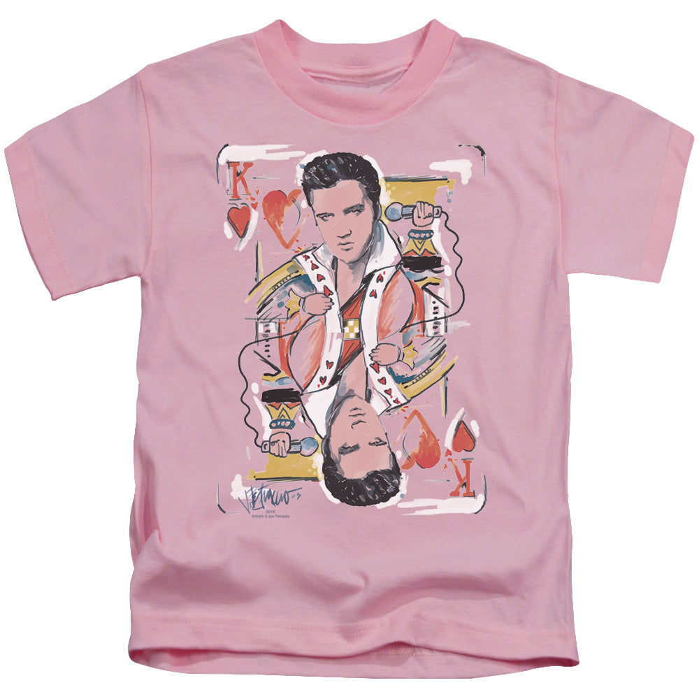 Elvis Presley King of Hearts Juvenile Kids Youth T Shirt Pink Officially Licensed